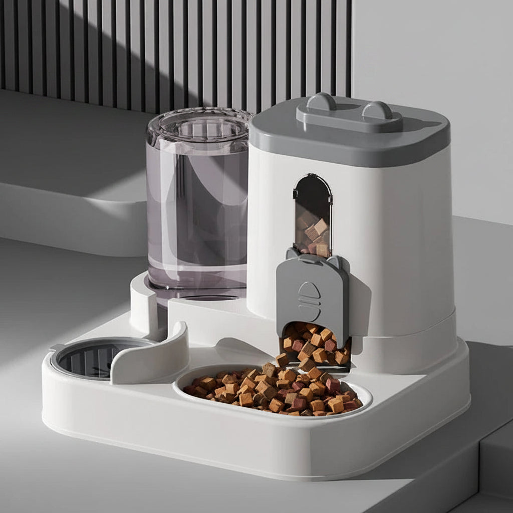 Automatischer Futterspender & Wasserspender für Hunde und Katzen – Großvolumige Futternapf-Kombination