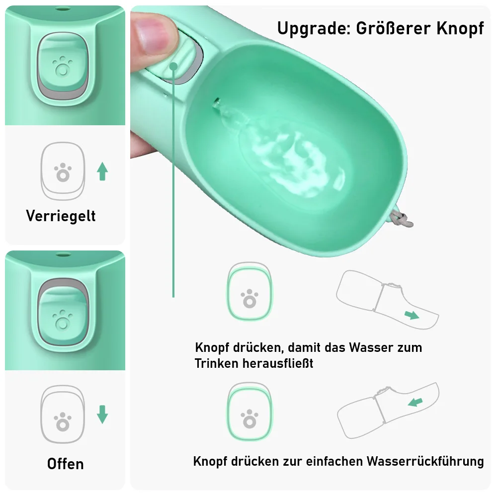 Tragbare Hunde-Trinkflasche – auslaufsicher, für kleine & große Hunde und Katzen