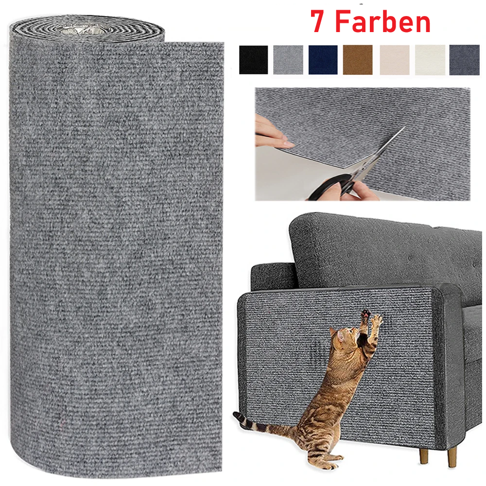 Katzenkratzmatte Selbstklebend & Zuschneidbar – Sofaschutz in 7 Farben & 8 Größen